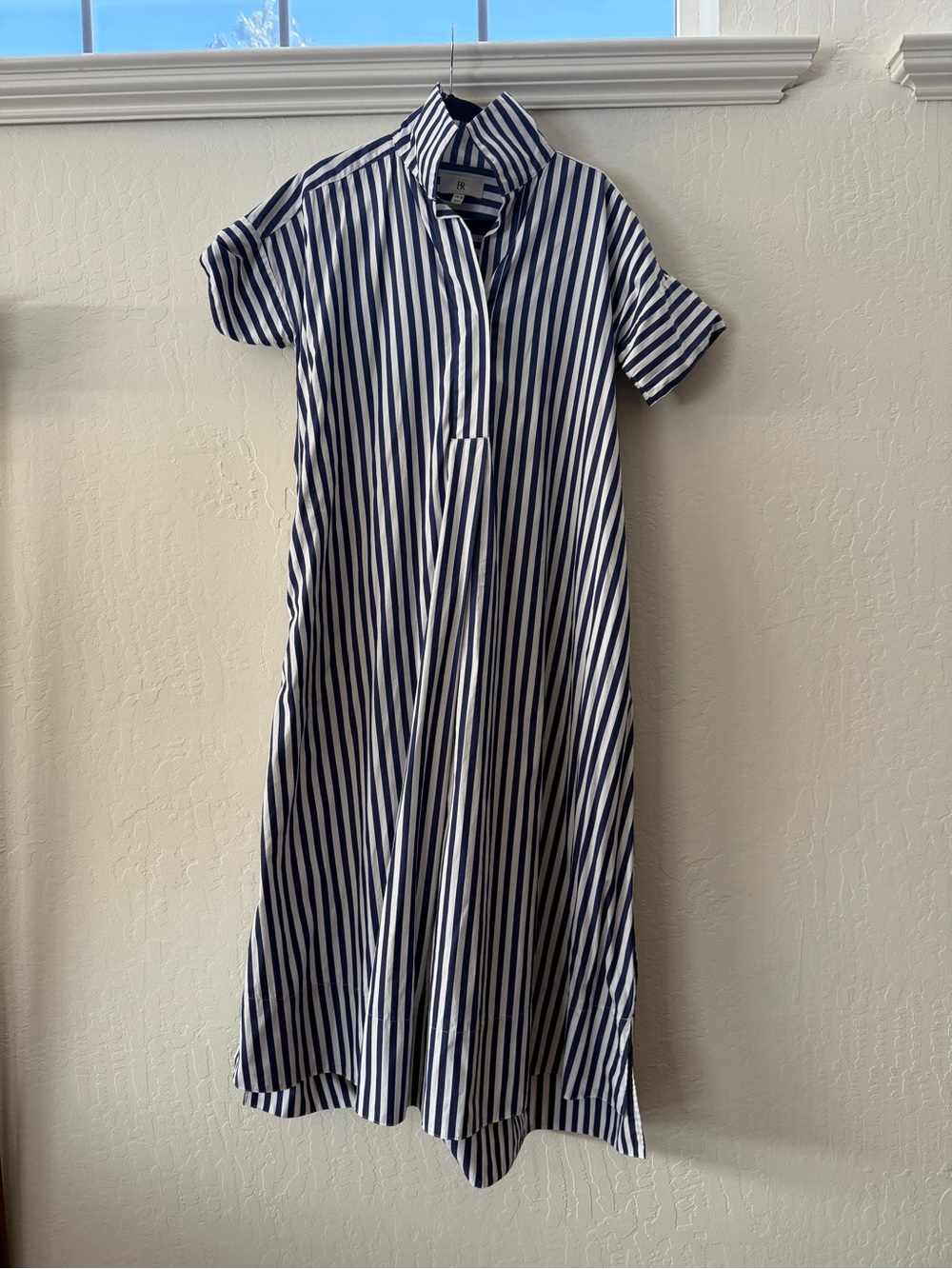 Banana Republic Navy and White Striped Maxi Shirt poplin Dress - Picture 6 of 10